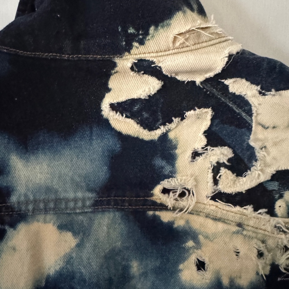 Distressed Tie-Dye Denim Jacket Artisan Made Unique - Picture 11 of 16